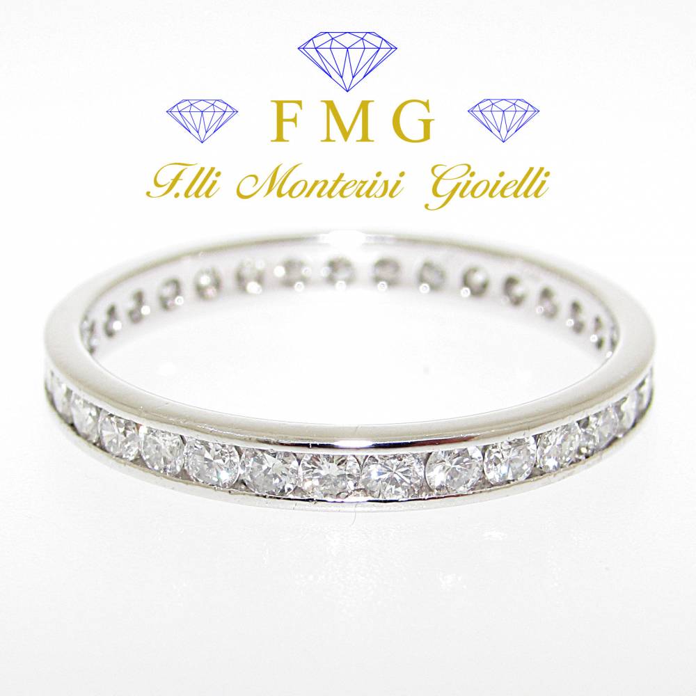 Anello eternè diamanti rotondo brillante carati 0,82 colore G purezza VS1.