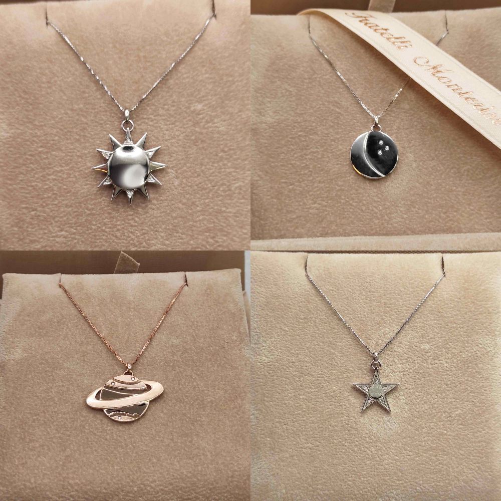 Creazione ciondoli in oro 18 kt <em>Sole, Luna, Giove, Stella</em>
